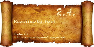 Ruzsinszky Axel névjegykártya