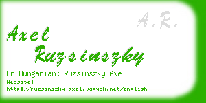 axel ruzsinszky business card